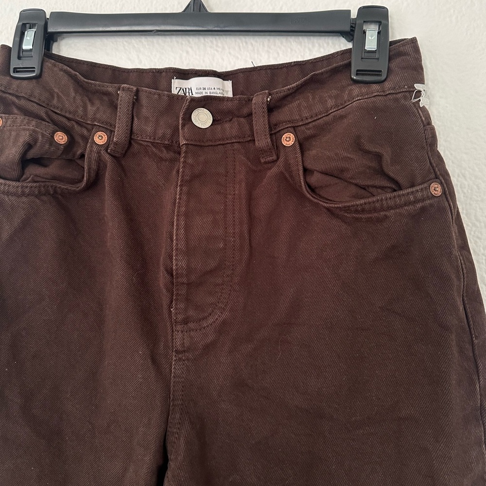 Zara Denim Brown Jeans Pants US size 4 - Picture 5 of 5